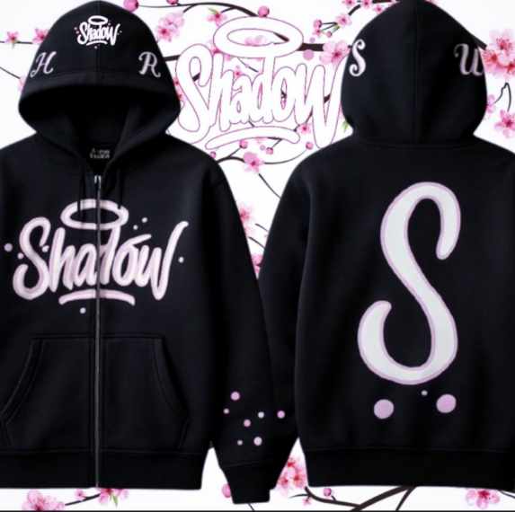 Streetwear Hoodie Bomull | Svart/Rosa | Lös Passform Herr