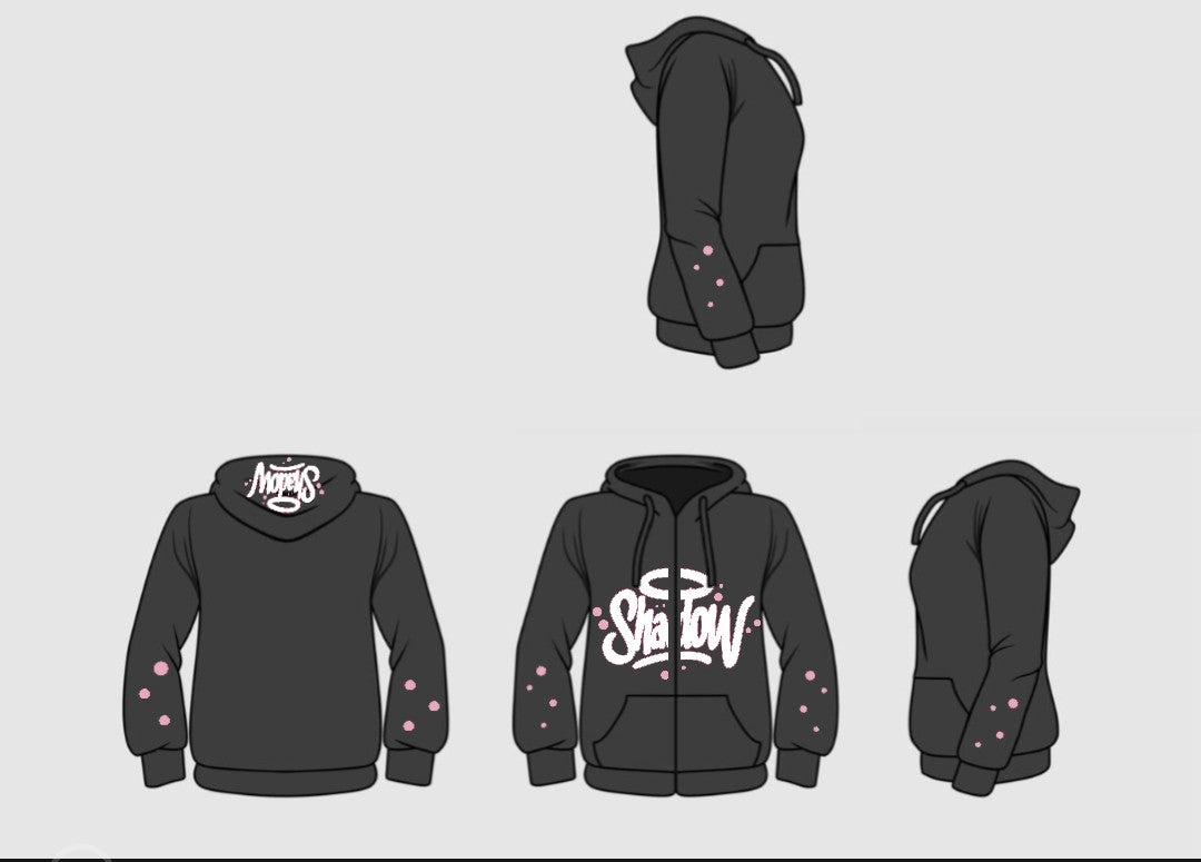 Streetwear Hoodie Bomull | Svart/Rosa | Lös Passform Herr